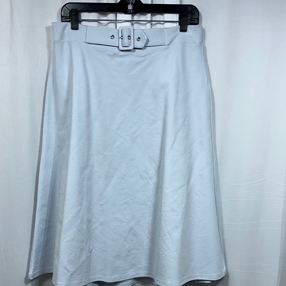Classic White A-Line Skirt with Coordinating Belt